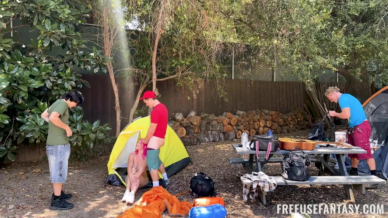 Freeuse Camper Slut Gracie Gates Gets Passed Around and Cum-Bathed in Tent